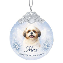 Load image into Gallery viewer, Shih Tzu Ornament - Angel Dog Memorial Design - Personalized with Photo and Name-Christmas Ornament-Christmas,Christmas Ornament,Personalize Artwork,Shih Tzu-3