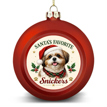 Load image into Gallery viewer, Shih Tzu Ornament - Classic Red Round Shape - Santa's Favourite Design - Personalized with Name-Christmas Ornament-Christmas,Personalize Artwork,Shih Tzu-4