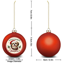 Load image into Gallery viewer, Shih Tzu Ornament - Classic Red Round Shape - Santa's Favourite Design - Personalized with Name-Christmas Ornament-Christmas,Personalize Artwork,Shih Tzu-5