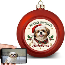Load image into Gallery viewer, Shih Tzu Ornament - Classic Red Round Shape - Santa's Favourite Design - Personalized with Name-Christmas Ornament-Christmas,Personalize Artwork,Shih Tzu-1