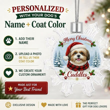 Load image into Gallery viewer, Shih Tzu Ornament - Personalized Snowflake Shaped Christmas Snow Globe Design - with Name-Christmas Ornament-Christmas,Personalize Artwork,Shih Tzu-2