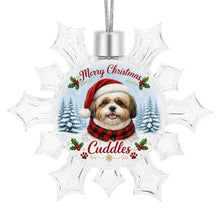 Load image into Gallery viewer, Shih Tzu Ornament - Personalized Snowflake Shaped Christmas Snow Globe Design - with Name-Christmas Ornament-Christmas,Personalize Artwork,Shih Tzu-4