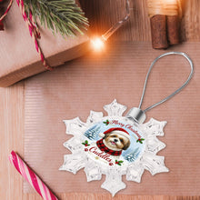 Load image into Gallery viewer, Shih Tzu Ornament - Personalized Snowflake Shaped Christmas Snow Globe Design - with Name-Christmas Ornament-Christmas,Personalize Artwork,Shih Tzu-6