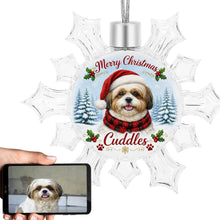 Load image into Gallery viewer, Shih Tzu Ornament - Personalized Snowflake Shaped Christmas Snow Globe Design - with Name-Christmas Ornament-Christmas,Personalize Artwork,Shih Tzu-1