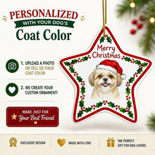 Load image into Gallery viewer, Shih Tzu Ornament - Personalized Star Shaped Christmas Folk-Art Design-Christmas Ornament-Christmas,Personalize Artwork,Shih Tzu-2