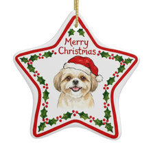 Load image into Gallery viewer, Shih Tzu Ornament - Personalized Star Shaped Christmas Folk-Art Design-Christmas Ornament-Christmas,Personalize Artwork,Shih Tzu-3