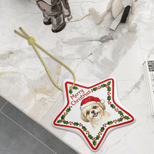 Load image into Gallery viewer, Shih Tzu Ornament - Personalized Star Shaped Christmas Folk-Art Design-Christmas Ornament-Christmas,Personalize Artwork,Shih Tzu-5