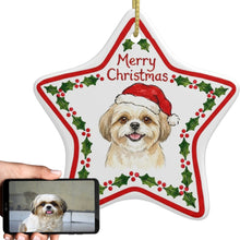 Load image into Gallery viewer, Shih Tzu Ornament - Personalized Star Shaped Christmas Folk-Art Design-Christmas Ornament-Christmas,Personalize Artwork,Shih Tzu-1