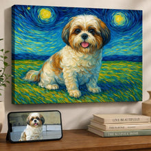 Load image into Gallery viewer, Photo of starry night inspired Shih Tzu wall art