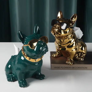 Shiny Ceramic French Bulldog Tissue Box Holder Statues-Home Decor-French Bulldog, Home Decor, Statue-11