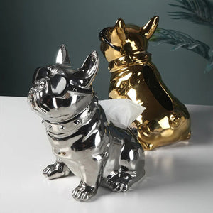 Shiny Ceramic French Bulldog Tissue Box Holder Statues-Home Decor-French Bulldog, Home Decor, Statue-12