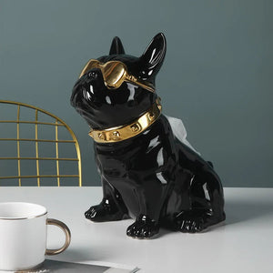 Shiny Ceramic French Bulldog Tissue Box Holder Statues-Home Decor-French Bulldog, Home Decor, Statue-13