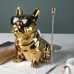 Shiny Ceramic French Bulldog Tissue Box Holder Statues-Home Decor-French Bulldog, Home Decor, Statue-18