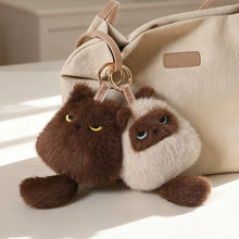 Load image into Gallery viewer, Siamese Cat Bag Charm - Pull My Tail Siamese Cat Plush Bag Charm-6