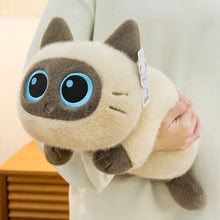 Load image into Gallery viewer, Siamese Cat Plush Toy - Big-Eye Belly Flop Chibi Design-2