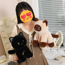 Load image into Gallery viewer, Siamese Cat Plushie - Sitting Design with Big Eyes-13