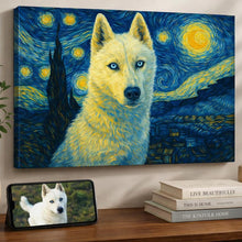 Load image into Gallery viewer, Photo of starry night inspired Siberian Husky wall art