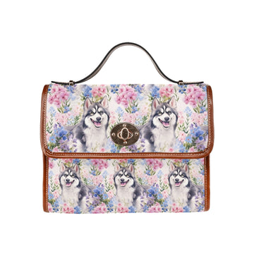 Siberian Serenity Pastel Florals Husky Satchel Bag Purse One Size 360x