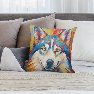Siberian Splendor Husky Plush Pillow Case-Cushion Cover-Dog Dad Gifts, Dog Mom Gifts, Home Decor, Pillows, Siberian Husky-2