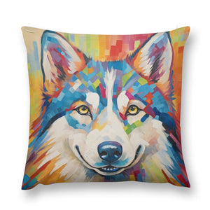 Siberian Splendor Husky Plush Pillow Case-Cushion Cover-Dog Dad Gifts, Dog Mom Gifts, Home Decor, Pillows, Siberian Husky-12 "×12 "-1