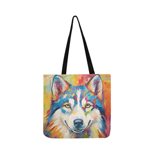 Siberian Splendor Husky Shopping Tote Bag-Accessories-Accessories, Bags, Dog Dad Gifts, Dog Mom Gifts, Siberian Husky-1
