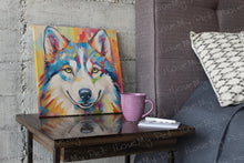 Load image into Gallery viewer, Siberian Splendor Husky Wall Art Poster-Art-Dog Art, Home Decor, Poster, Siberian Husky-Framed Light Canvas-Small - 8x8&quot;-1