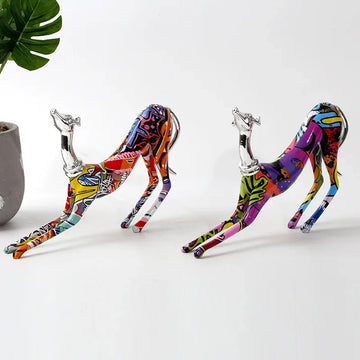 Silver Tipped Hydro Art Playtime Stretch Greyhound Whippet Statues 360x