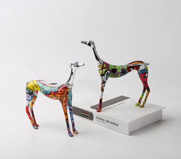 Silver Tipped Hydro Art Standing Greyhound Whippet Statues 360x