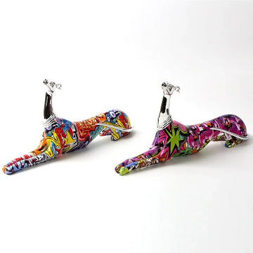 Silver Tipped Hydro Art Stretching Large Greyhound Whippet Statues 360x