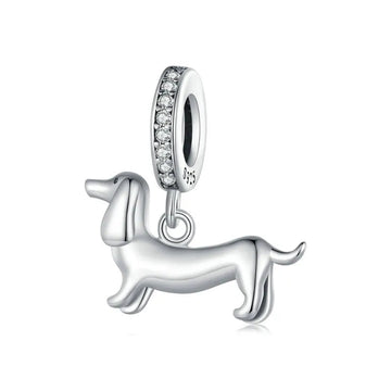 Simple Dachshund Love Silver Charm Pendant 360x