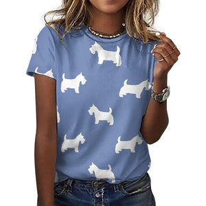 Simple Westie Love All Over Print Women's Cotton T-Shirt - 4 Colors-Apparel-Apparel, Shirt, T Shirt, West Highland Terrier-9