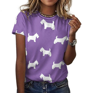 Simple Westie Love All Over Print Women's Cotton T-Shirt - 4 Colors-Apparel-Apparel, Shirt, T Shirt, West Highland Terrier-11