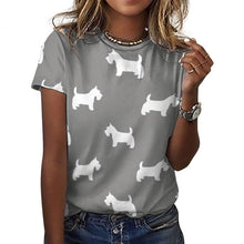 Load image into Gallery viewer, Simple Westie Love All Over Print Women&#39;s Cotton T-Shirt - 4 Colors-Apparel-Apparel, Shirt, T Shirt, West Highland Terrier-17