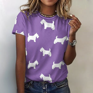 Simple Westie Love All Over Print Women's Cotton T-Shirt - 4 Colors-Apparel-Apparel, Shirt, T Shirt, West Highland Terrier-2XS-MediumPurple-8