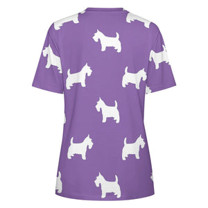 Simple Westie Love All Over Print Women's Cotton T-Shirt - 4 Colors-Apparel-Apparel, Shirt, T Shirt, West Highland Terrier-15