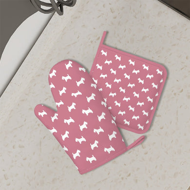 Simple Westie Love Oven Mitts and Pot Holder Set-Kitchen Decor-Accessories,Dog Mom Gifts,West Highland Terrier-1