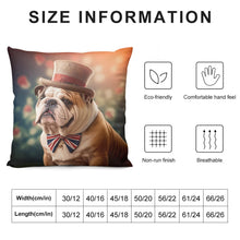 Load image into Gallery viewer, Sir Wrinkles of Bulldogshire Plush Pillow Case-Cushion Cover-Dog Dad Gifts, Dog Mom Gifts, English Bulldog, Home Decor, Pillows-6