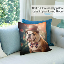 Load image into Gallery viewer, Sir Wrinkles of Bulldogshire Plush Pillow Case-Cushion Cover-Dog Dad Gifts, Dog Mom Gifts, English Bulldog, Home Decor, Pillows-7