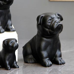 Sitting Black Pug Love Ceramic Statues-Home Decor-Home Decor, Pug, Pug - Black, Statue-12