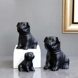 Sitting Black Pug Love Ceramic Statues-Home Decor-Home Decor, Pug, Pug - Black, Statue-13
