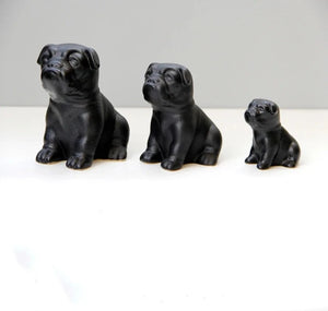 Sitting Black Pug Love Ceramic Statues-Home Decor-Home Decor, Pug, Pug - Black, Statue-15