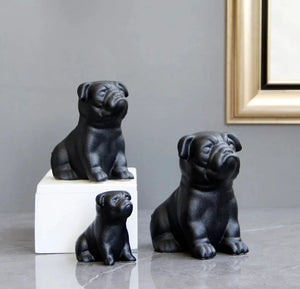 Sitting Black Pug Love Ceramic Statues-Home Decor-Home Decor, Pug, Pug - Black, Statue-1