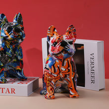 Load image into Gallery viewer, Image of an artistic colorful french bulldog statue