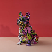 Load image into Gallery viewer, Image of an artistic and colorful french bulldog statue