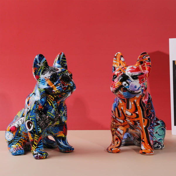 Big Statue of Ceramic French Bulldog. Model rainbow Drip, by Laure Terrier,  for Decoration. 11.8 Inches of Height -  Norway