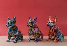Load image into Gallery viewer, Image of three artistic french bulldog statues in three unique color blends