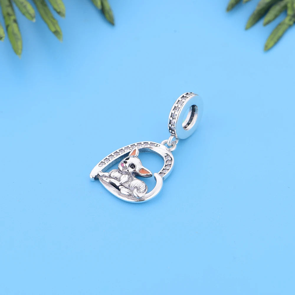 Sitting in My Heart Chihuahua Silver Charm Pendant