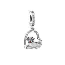 Load image into Gallery viewer, Sitting in My Heart Pug Silver Charm Pendant-Dog Themed Jewellery-Jewellery, Pendant, Pug-FC3196-3