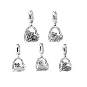 Sitting in My Heart Pug Silver Charm Pendant-Dog Themed Jewellery-Jewellery, Pendant, Pug-FC3196-1