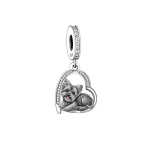 Sitting in My Heart Yorkie Silver Charm Pendant-Dog Themed Jewellery-Jewellery, Pendant, Yorkshire Terrier-FC3186-3